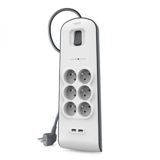 Multiprise parafoudre Belkin - 6 prises + 2 ports USB-A